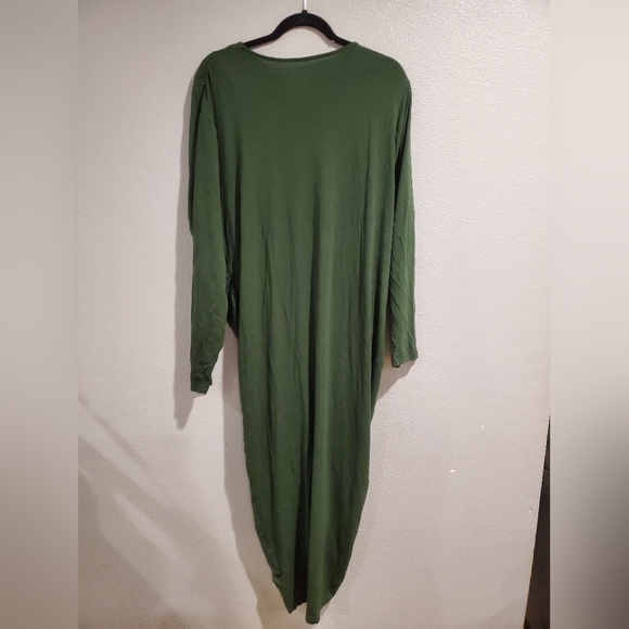 Women's Long Sleeve Asymmetrical Cinched Midi Bodycon Dress - Ava & Viv Green 2X - Picture 5 of 6